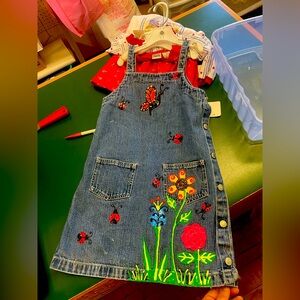 *CUSTOM* Vintage Blue Tag POLO Ralph Lauren Little Girls Denim Jumper Size 6